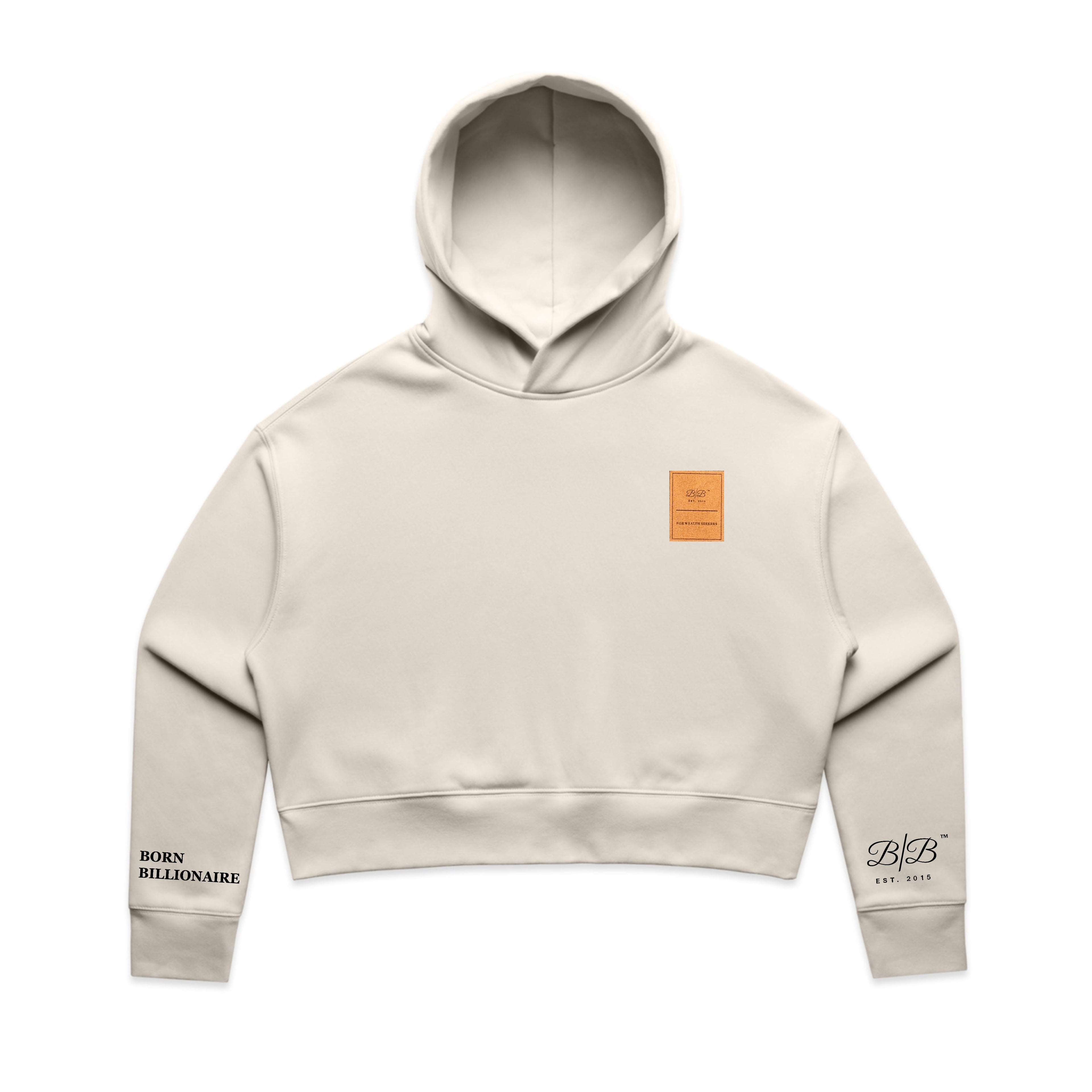 Born Billionaire Women’s Relaxed Suede Patch Crop Top Hoodie