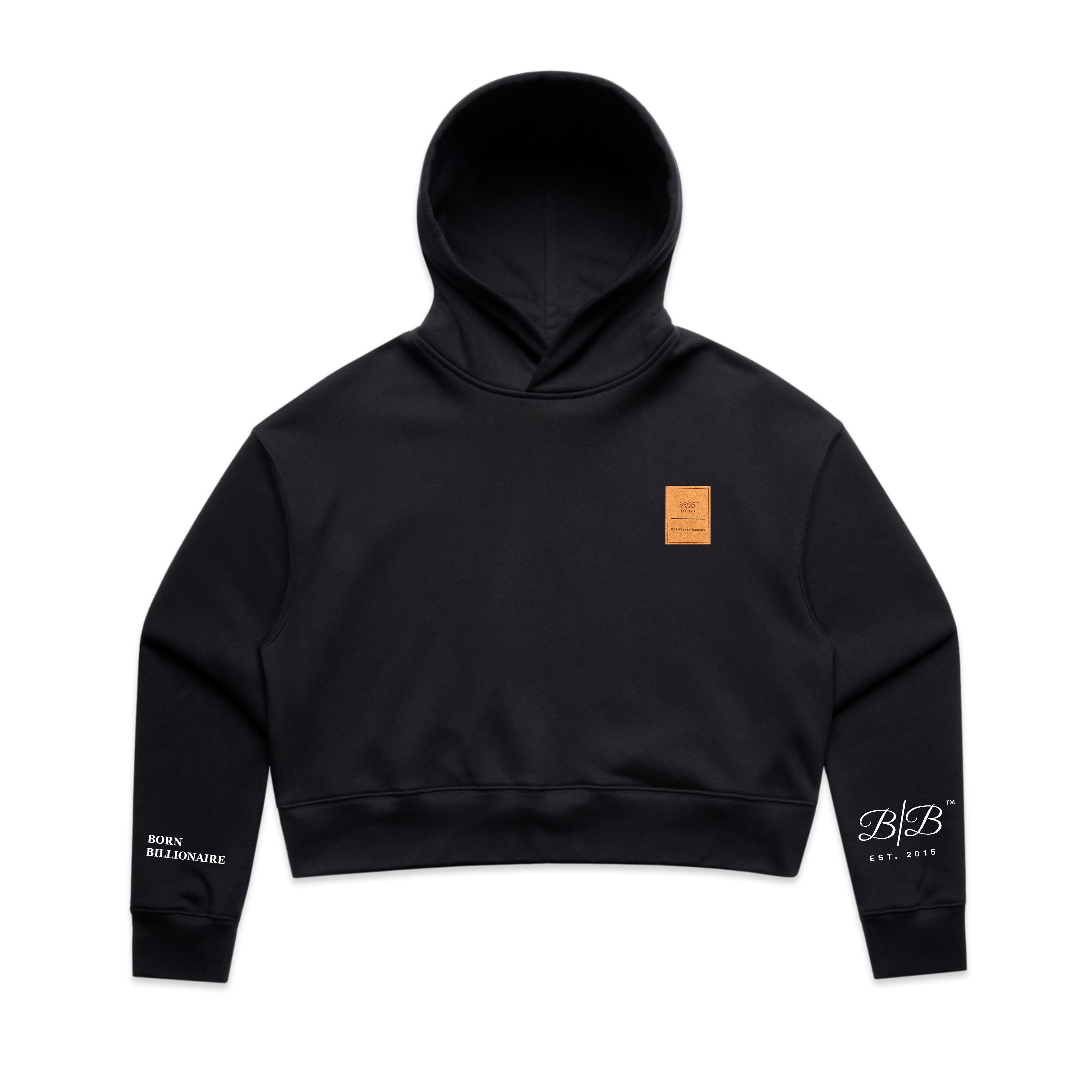 Born Billionaire Women’s Relaxed Suede Patch Crop Top Hoodie