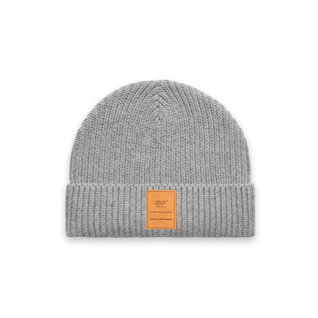 Born Billionaire Suede Patch Wool Knit Beanie